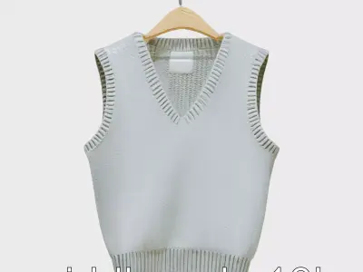 Elegant Sweater Vest with V-Neck Slim Fit Design Low-poly 3D model