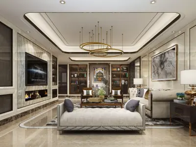 Luxury living room interior 3D model