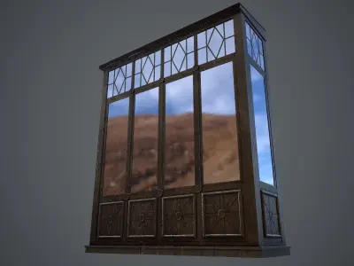 Closed wood balcony for house - B Low-poly 3D model Low-poly 3D model