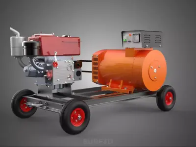 MOBILE EMERGENCY BACKUP DIESEL WHEELS ELECTRICAL GENERATOR SET 3D model