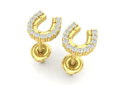 AV 627 Diamond Ladies Horse Shoe Earrings 3D print model