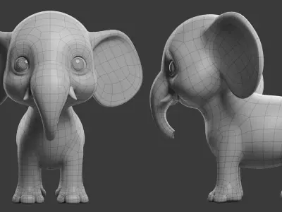 Elephant Toony  Low-poly 3D model