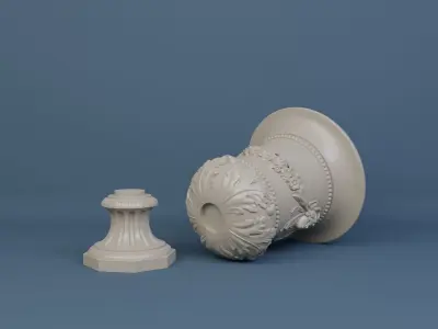 Decorated urn with female head 3D model