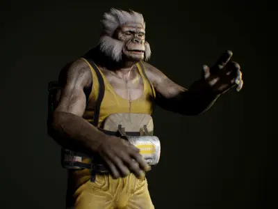 Crazy Monkey Low-poly 3D model