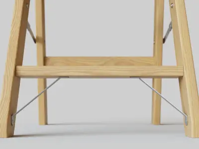 Wooden Step Ladder Low-poly 3D model