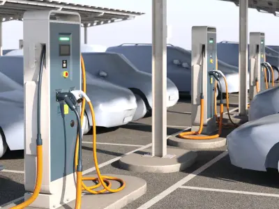Solar battery charging parking 3D model
