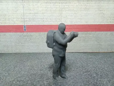 CAMERAMAN man with brick wall 3D print model