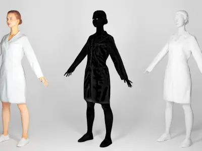 Attractive nurse  in A-pose ready for rigging 117 Low-poly 3D model