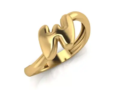 W alphabet bypass shell hallow ring 3D print model