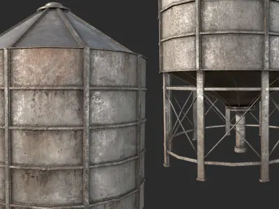 Farm Silo 6B PBR Low-poly 3D model