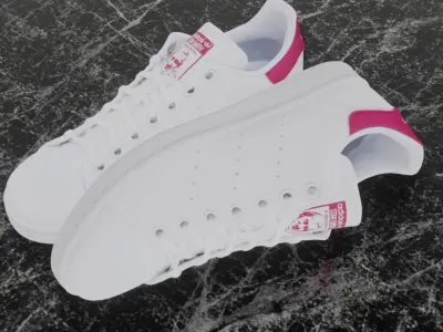 Adidas 3D Shoes - White - Pink - Stan Smith Series Low-poly 3D model