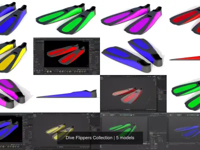 Dive Flippers Collection 3D Model Pack