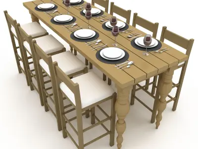 dining table 006 3D Low-poly 3D model