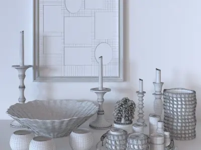 A set of candles 3D model