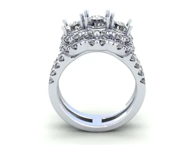 Three Stone Pav Set Wedding Ring 399 3D print model