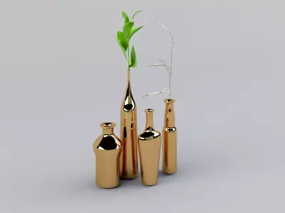 Vase Set gold vases 3D model