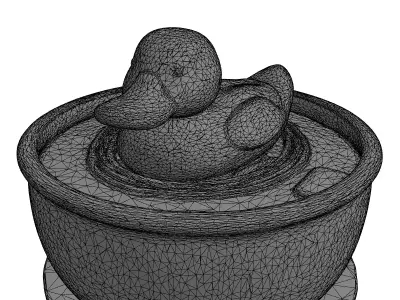Cute Rubber Duck Water Bowl Low-poly 3D model