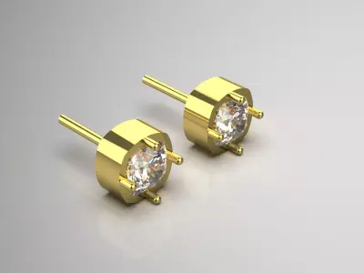Classic Diamond Stud stl Earrings model je0002 3D print model