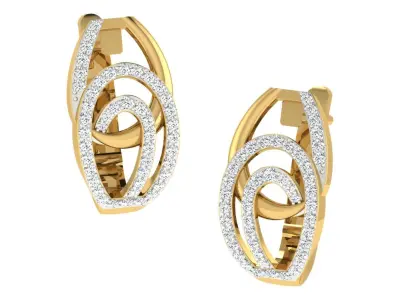 Solitaire Women Drop Earring 3dm STL OBJ FBX Render Details 3D print model 16
