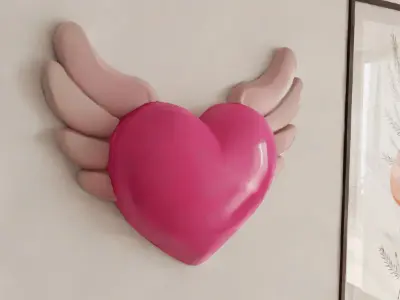 Flying Heart Wall Decor STL 3D Model for Cute Gift 3D print model