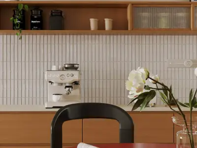 Colorful Modern Kitchen Dining Set with Red Round Table 3D model