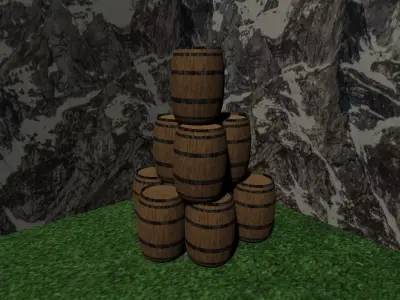LOW POLY BARREL barrels stacked Free low-poly 3D model
