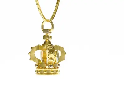 Golden Crown Pendant 3D model