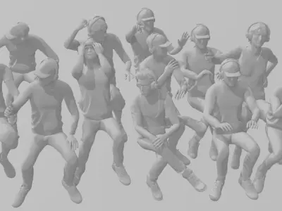 Team principals and race engineers sitting scale 1 32 3D print model