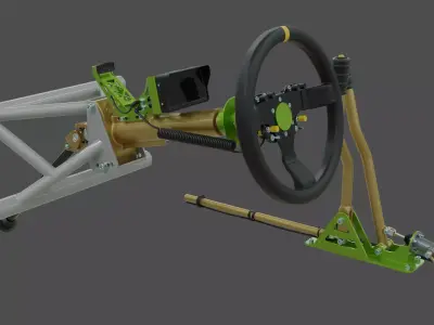 Highpoly steering wheel gearshift and handbrake for rally car 3D model