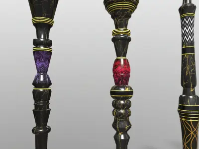 Mafia Boss Walking Sticks Pack 3D model