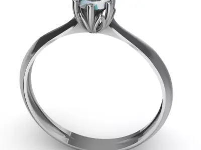 Ring Engagment solitaire flower 3D print model 3D print model