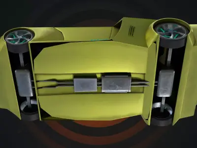 Rigged Retro-Futuristic Car Yellow Viper 3D model