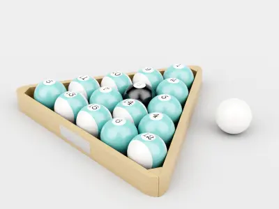 Wood Pool Triangle and  Ball Set 3D model