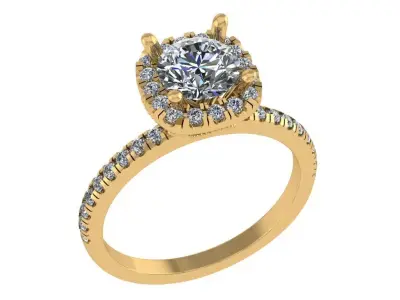 Cushion halo style diamond ring 3D print model