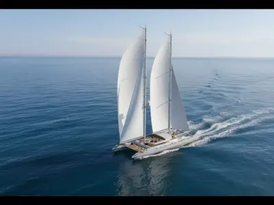 Luxury Ketch-Rigged Sailing Catamaran Twin Mast 3D model