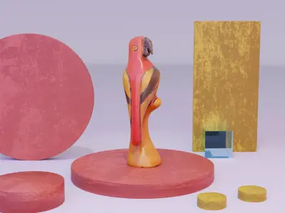 Parrot Macaw statuette  Low-poly 3D model