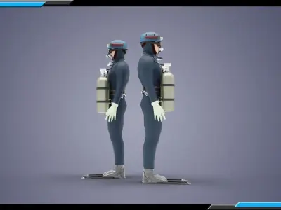 DIVER MAN BASE MESH MODEL Low-poly 3D model