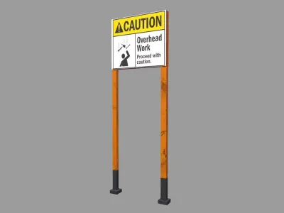 Caution Board Low-poly 3D model