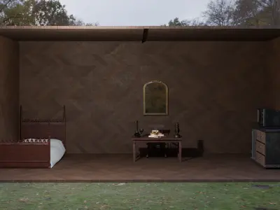 Old Vintage Room Scene with Gold Bars Complete Interior Set Free 3D model