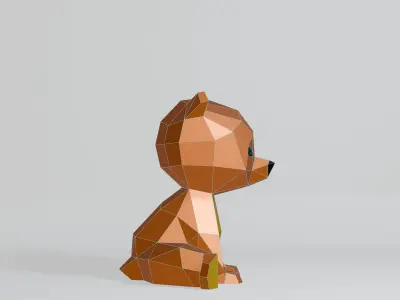 Polygonal Baby Bear Low-poly 3D model