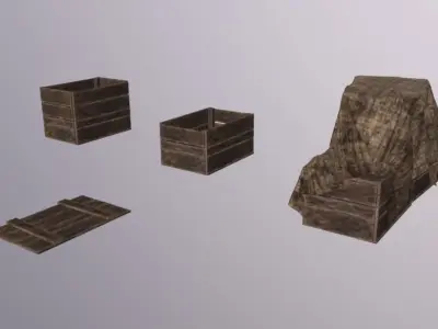 Crate Pack Low-poly 3D model