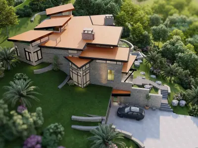 Vacation House In The Woods 3D model