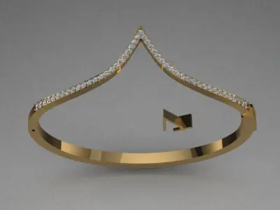 Luxury Golden Bracelet With Diamonds 3D print model