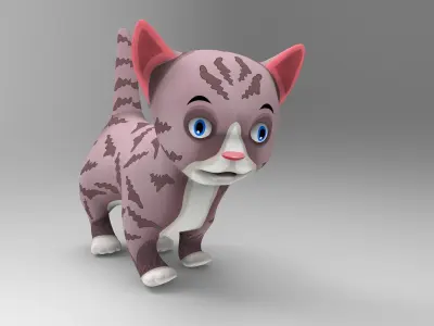 Cute Cartoon Cat Animated  Low-poly 3D model