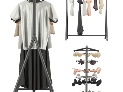 IKEA Turbo Clothes Rack with Clothes Set 3D model