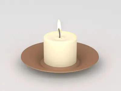 Candles set of on plate 3D model
