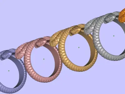 Solid Snake Ring print ready 3d model US 4 TO 13 sizes 3D print model