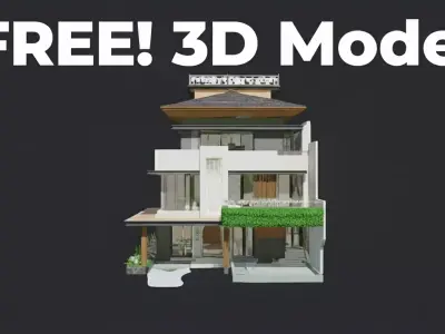 Modern Luxury Villa Exterior 3D Model FREE Free low-poly 3D model