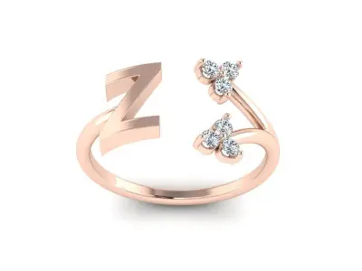 Jewelry Alphabet Ring  Z with Diamonds  3D print model