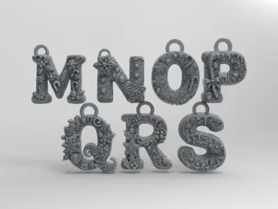 christmas alphabet decor M to S  3D print model